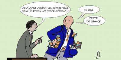 Perte des actions gratuites et des stock-options en cas de vente de la société